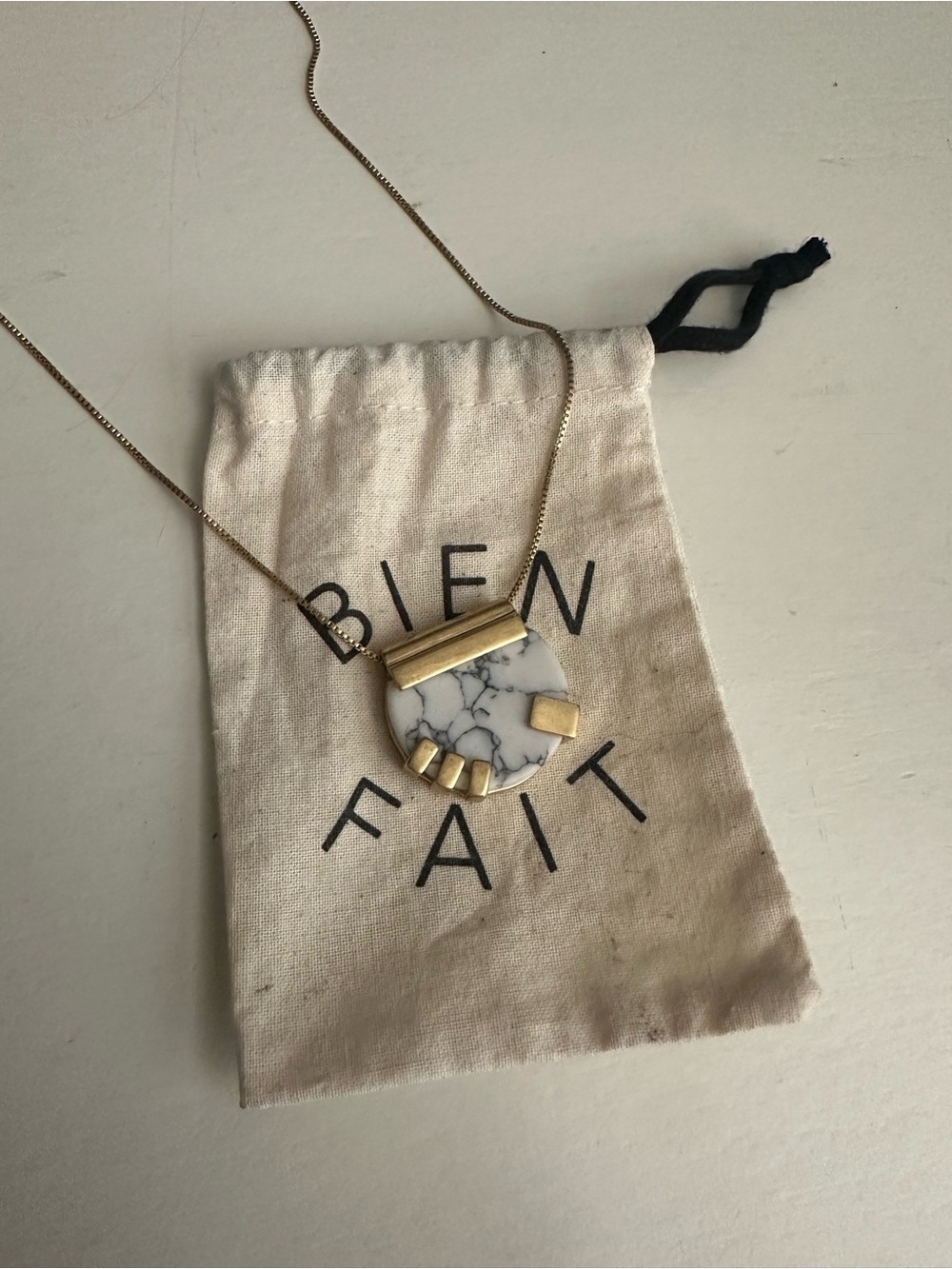 White Marble Pendant Necklace with Gold Accents - Madewell